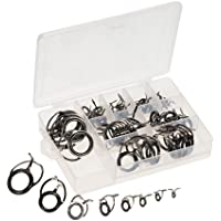 Lixada 75pcs Mar Caña Guía Tip Set Reparación Kit Caña De Pescar Piezas De Construcción De Acero Inoxidable para Agua…